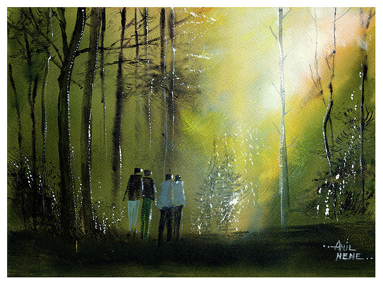 Morning Walk Painting by Anil Nene