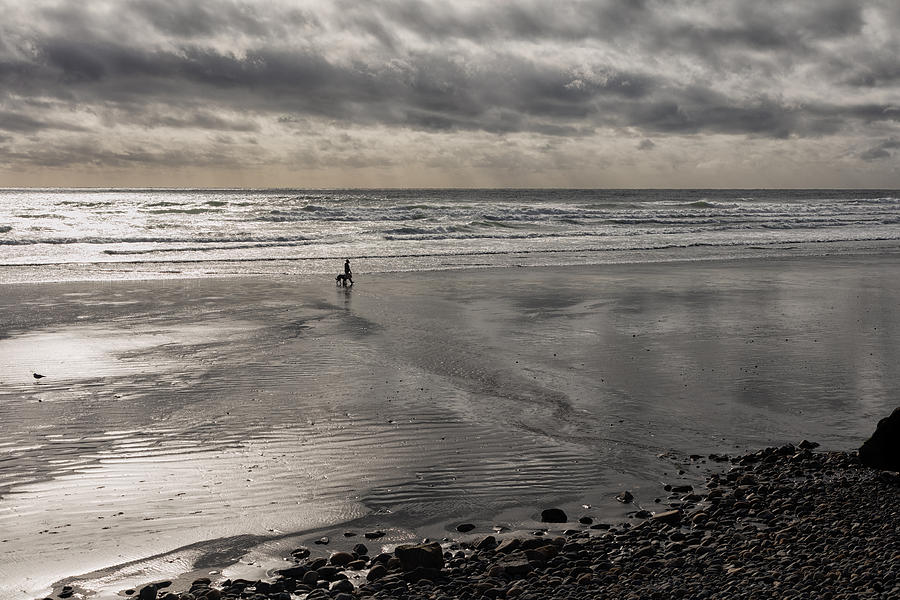 Morning walk on Long Sands Beach Photograph by John Hoey