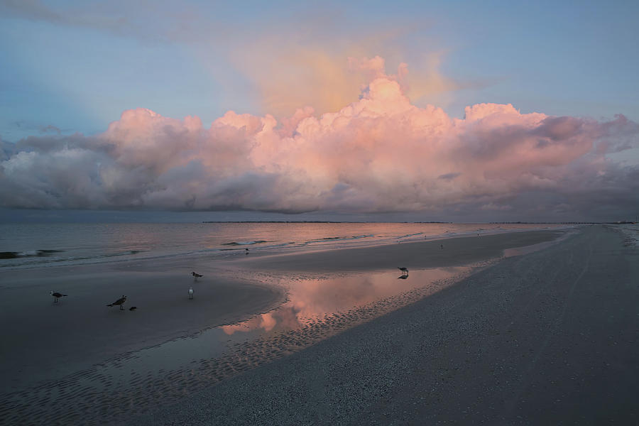 Sunset Photograph - Morning Walk on the Beach by Kim Hojnacki