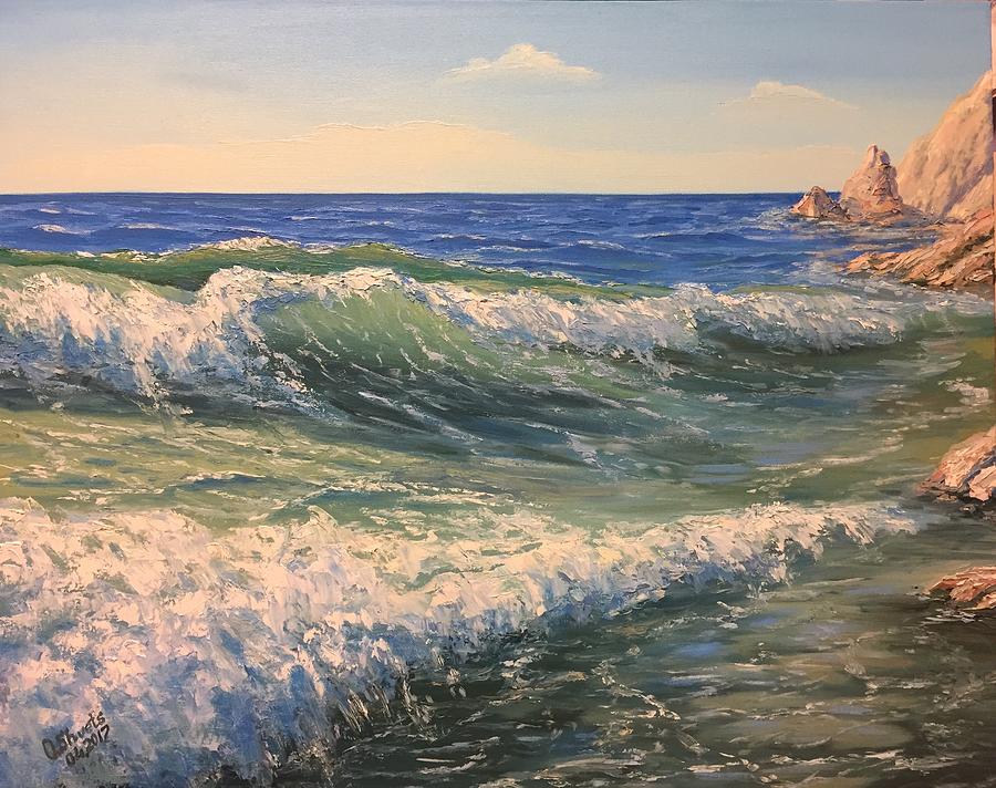 Seascapes Painting - Morning Waves by Oleg Shvets