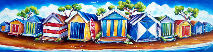Mornington Beach Huts Painting by Deb Broughton