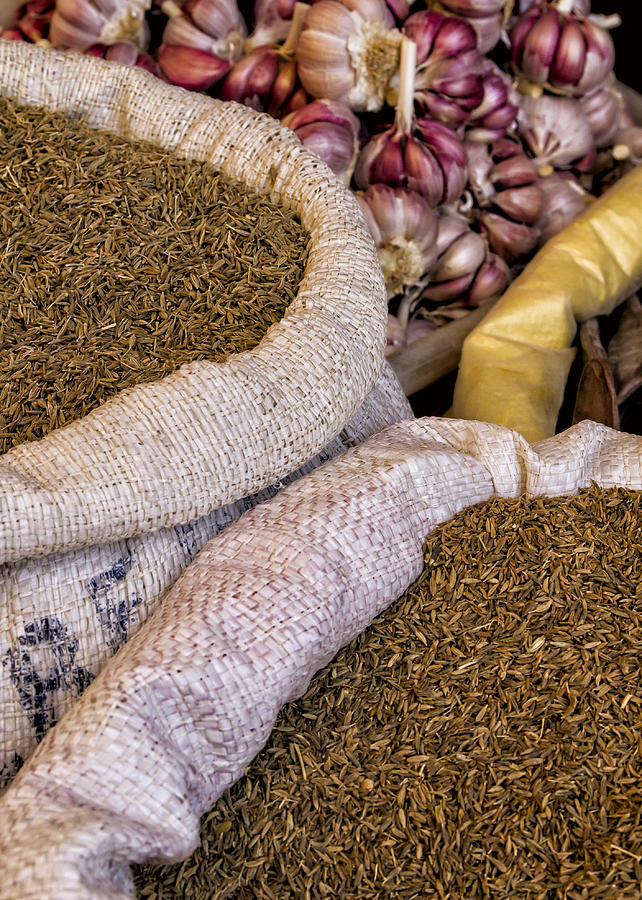 Herbs Photograph - Moroccan Herbs and Garlic by Lindley Johnson