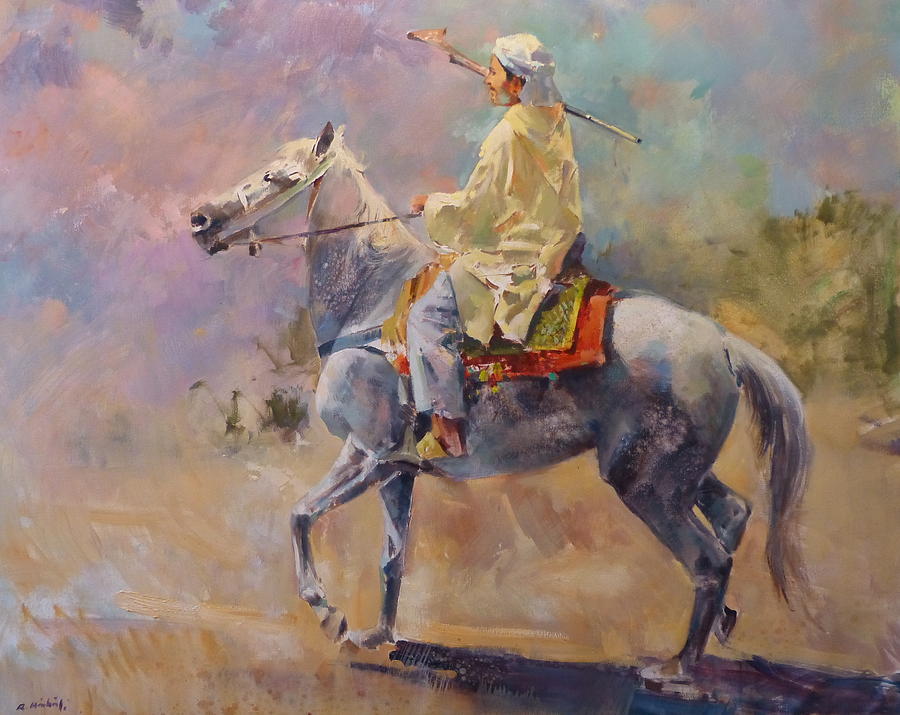 Moroccan Horseman Painting by Rachid Hanbali - Fine Art America