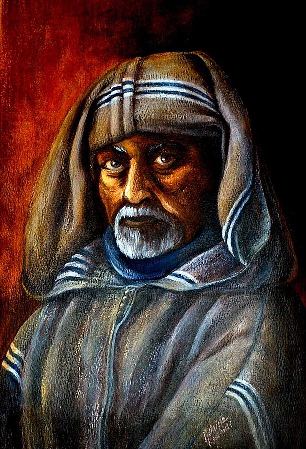Portrait Painting - Moroccan Man by Patricia Rachidi