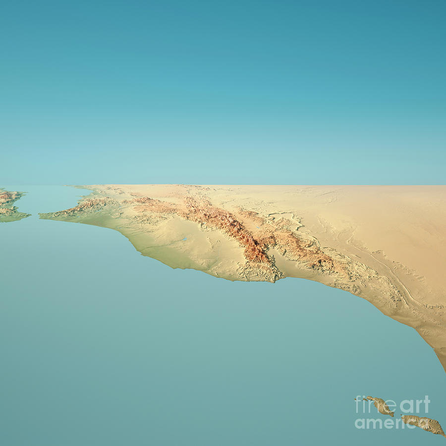 Desert Digital Art - Morocco 3D Render Topographic Landscape View From West by Frank Ramspott