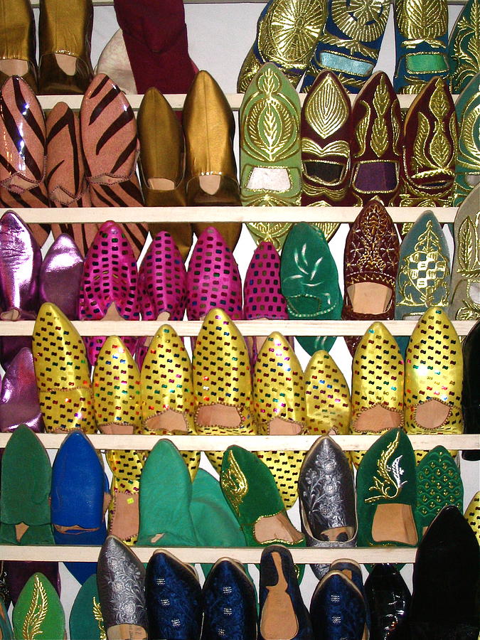 Morocco Marrakesh Market Slippers 02 Photograph by Yvonne Ayoub