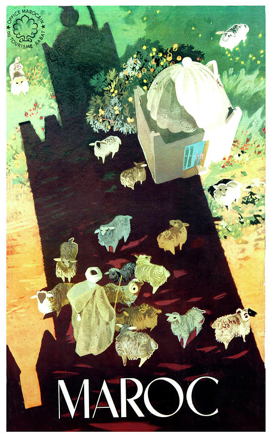Morocco, Shepherd, aerial view,  Painting by Long Shot