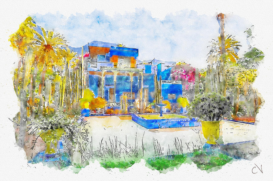 Morocco The Majorelle Garden Urban Sketch by Carlos V