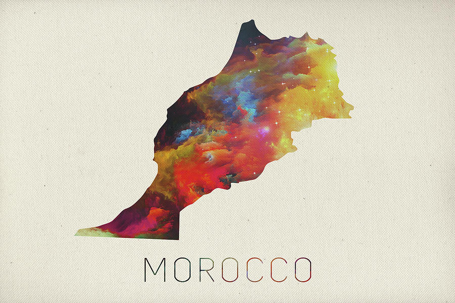 Map Mixed Media - Morocco Watercolor Map by Design Turnpike