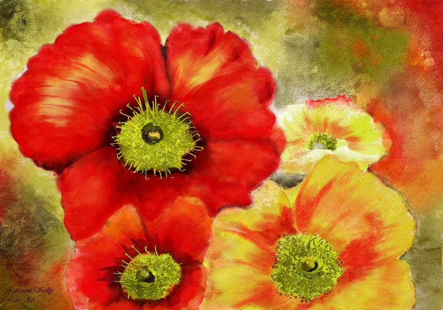 Morpheus Red Poppies Flower Art Digital Art by Lorraine Kelly