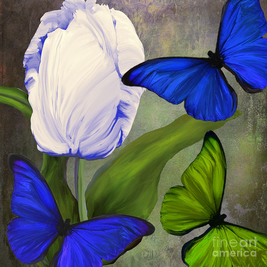 Parrot Tulips Painting - Morphos II by Mindy Sommers