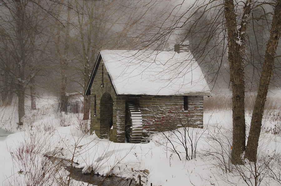 Morris Arboretum Mill in Freshly Fallen Snow Photograph by Bill Cannon