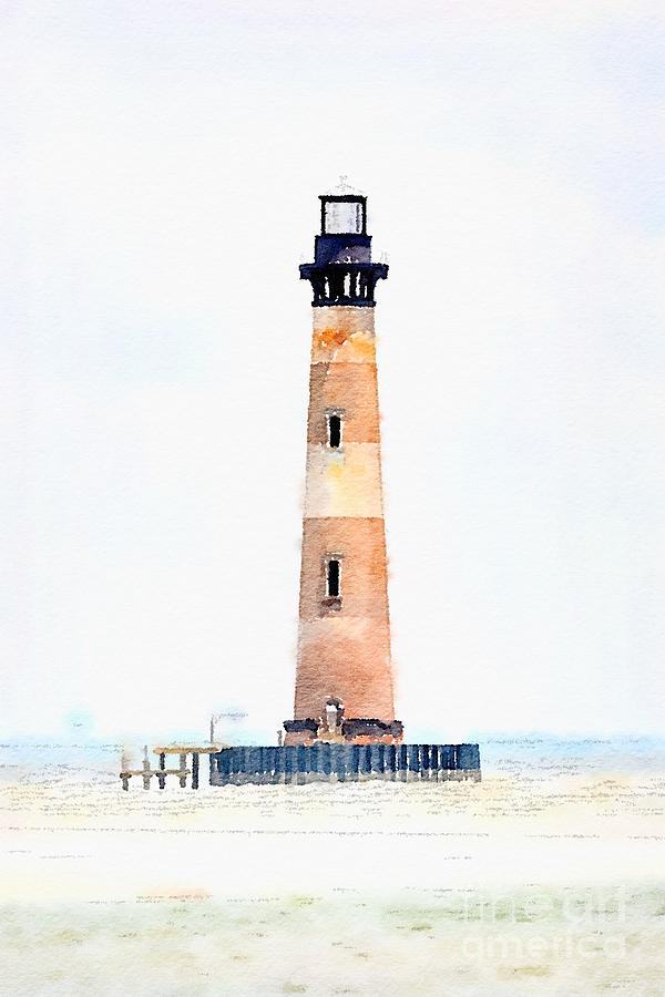 Morris Island Lighthouse Watercolor Photograph by Dale Powell