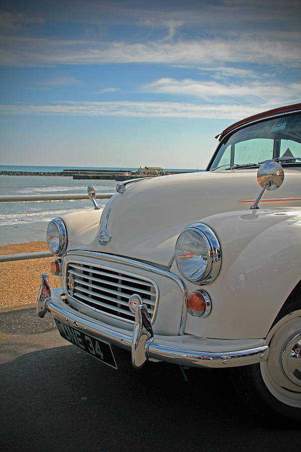 Vintage Photograph - Morris Minor at the Beach by Ruth Parsons