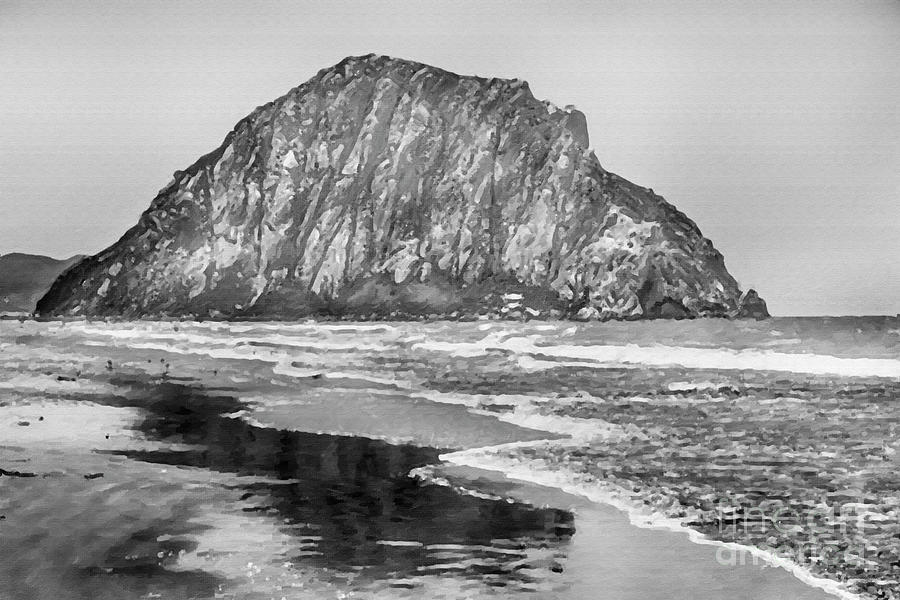 Morro Bay Black and White Painting by David Millenheft