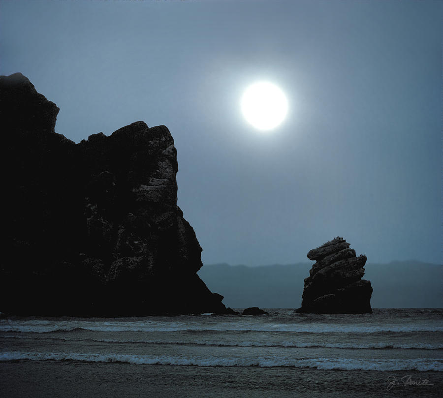 Morro Bay Sea Rocks and Sun Photograph by Joe Bonita