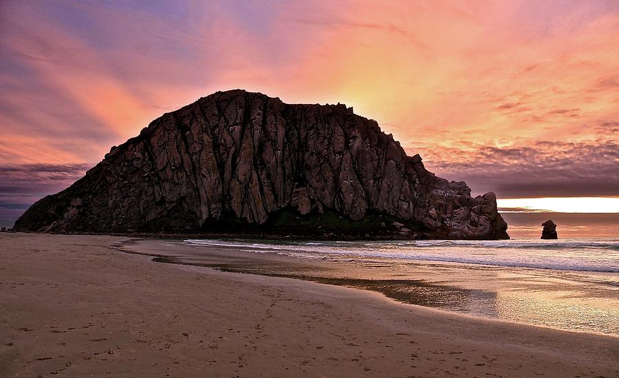 Sunset Photograph - Morro Rock at sunset by Paul Schneider Sunset Photograph - Morro Rock at sunset by Paul Schneider
