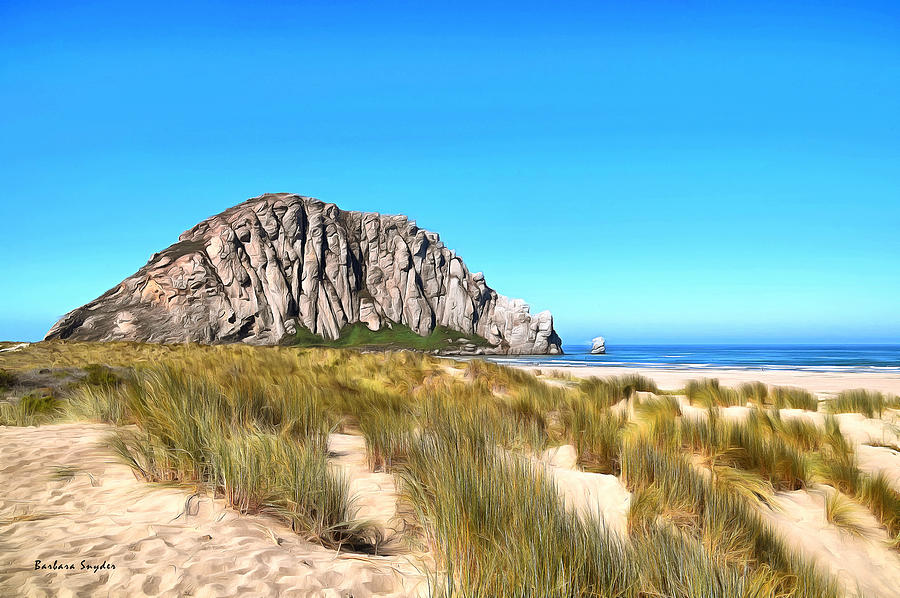 Morro Rock From The Dunes Painting by Barbara Snyder