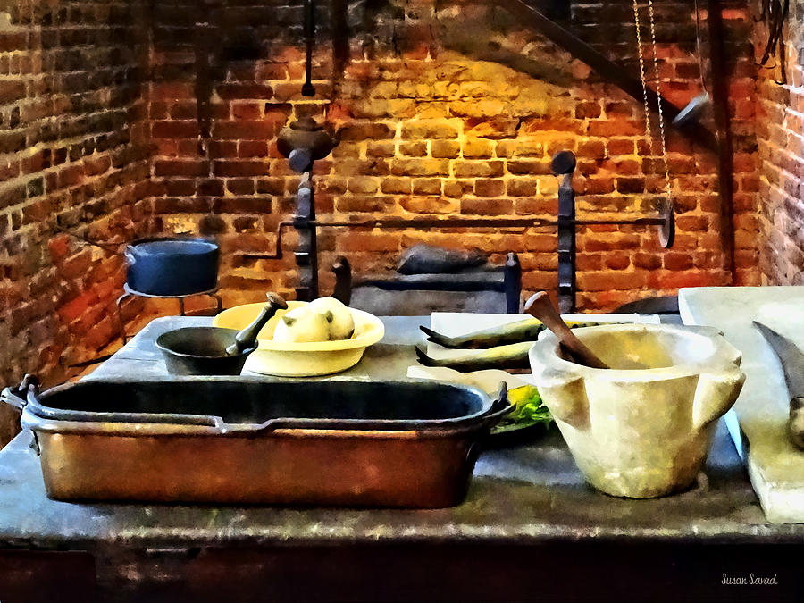 Mortar and Pestles in Colonial Kitchen Photograph by Susan Savad