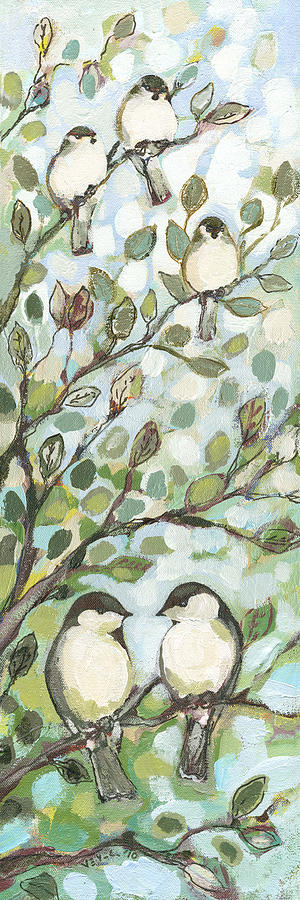Chickadee Painting - Mos Chickadees by Jennifer Lommers