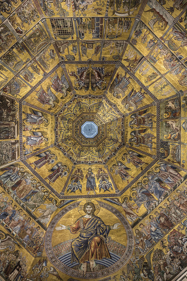 Jesus Christ Photograph - Mosaic ceiling of Florence Baptistry in Italy by Ayhan Altun