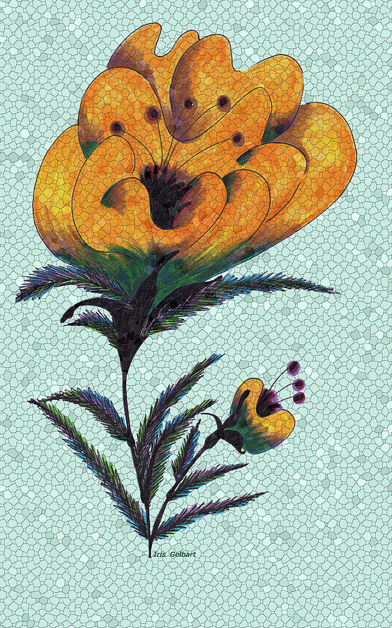 Mosaic Flower Digital Art by Iris Gelbart
