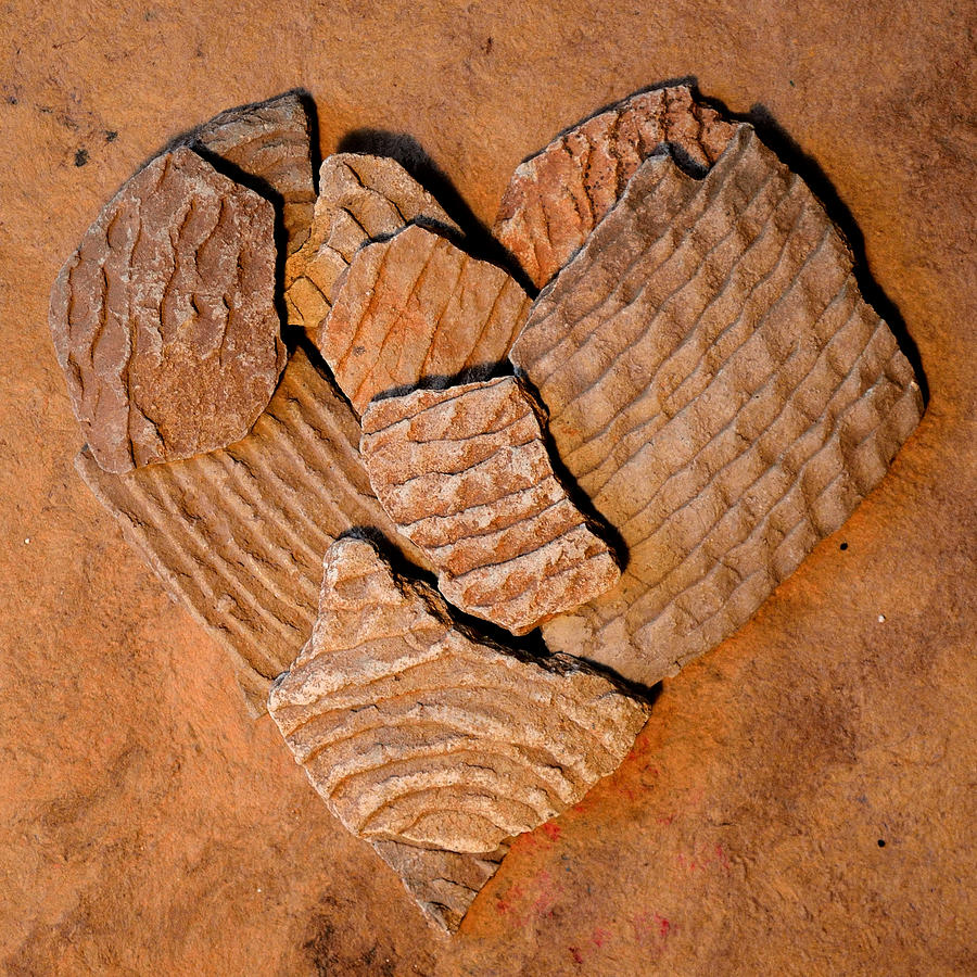 Pottery Shards Photograph - Mosaic Heart on Paper 2 by Adam Riggs