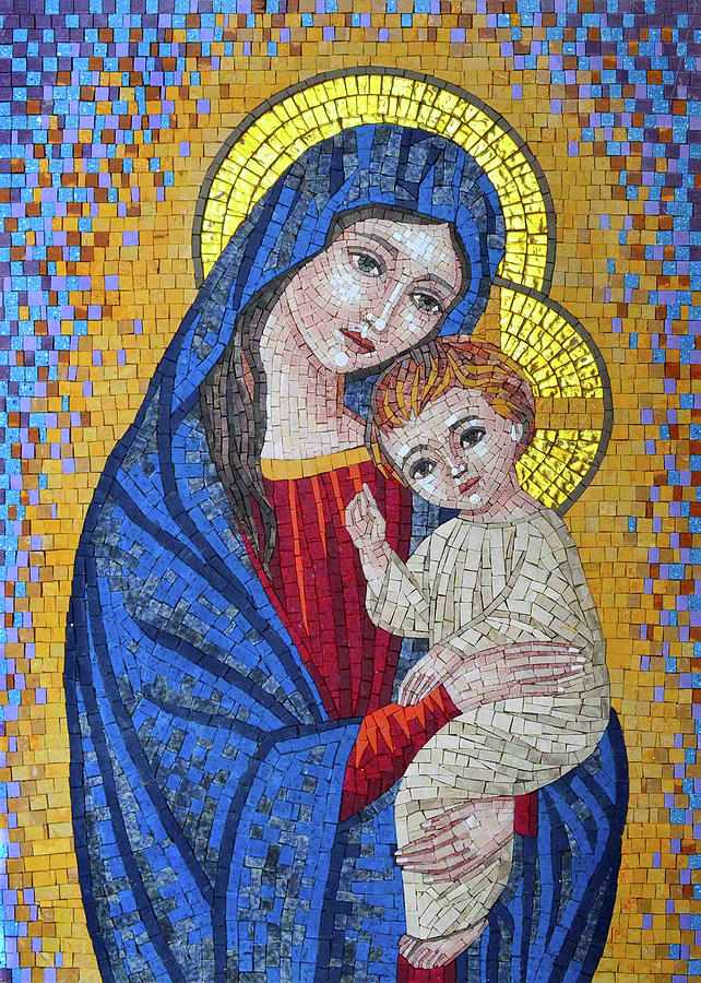 Mosaic Jesus and Mary Photograph by Munir Alawi