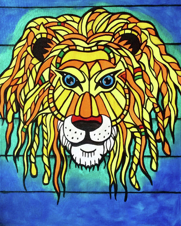 Mosaic Lion Painting by Lori Teich - Fine Art America