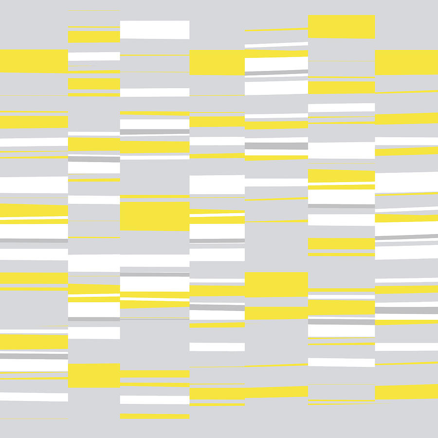 Mosaic Rectangles in Yellow Gray White  Digital Art by Menega Sabidussi