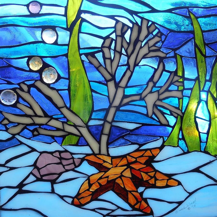 Mosaic Stained Glass - Jewels Beneath Glass Art by Catherine Van Der Woerd