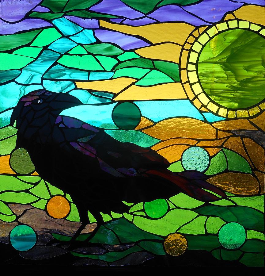 Mosaic Stained Glass - Many Moons Glass Art by Catherine Van Der Woerd