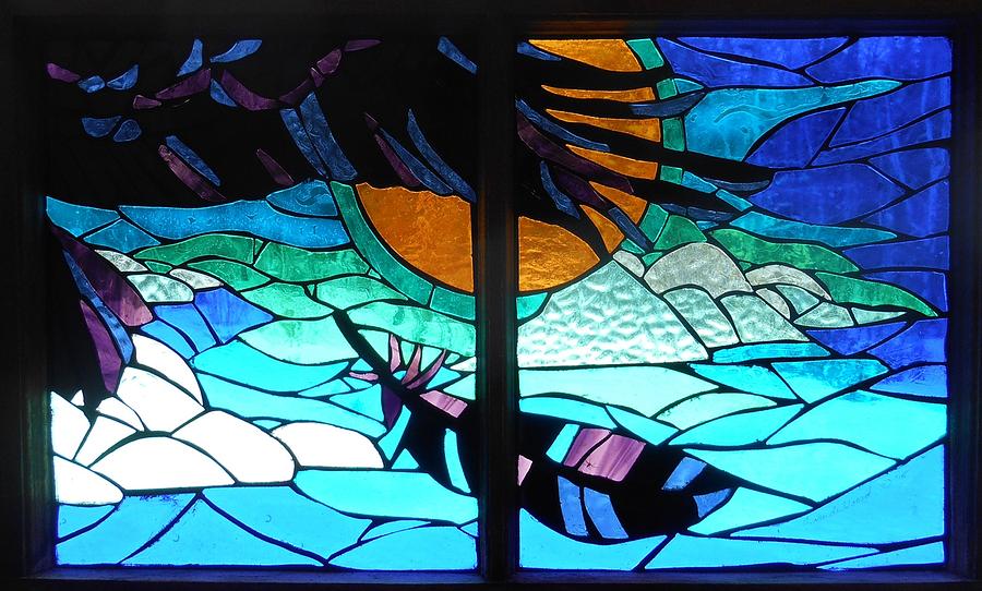Mosaic Stained Glass - Raven Glass Art by Catherine Van Der Woerd