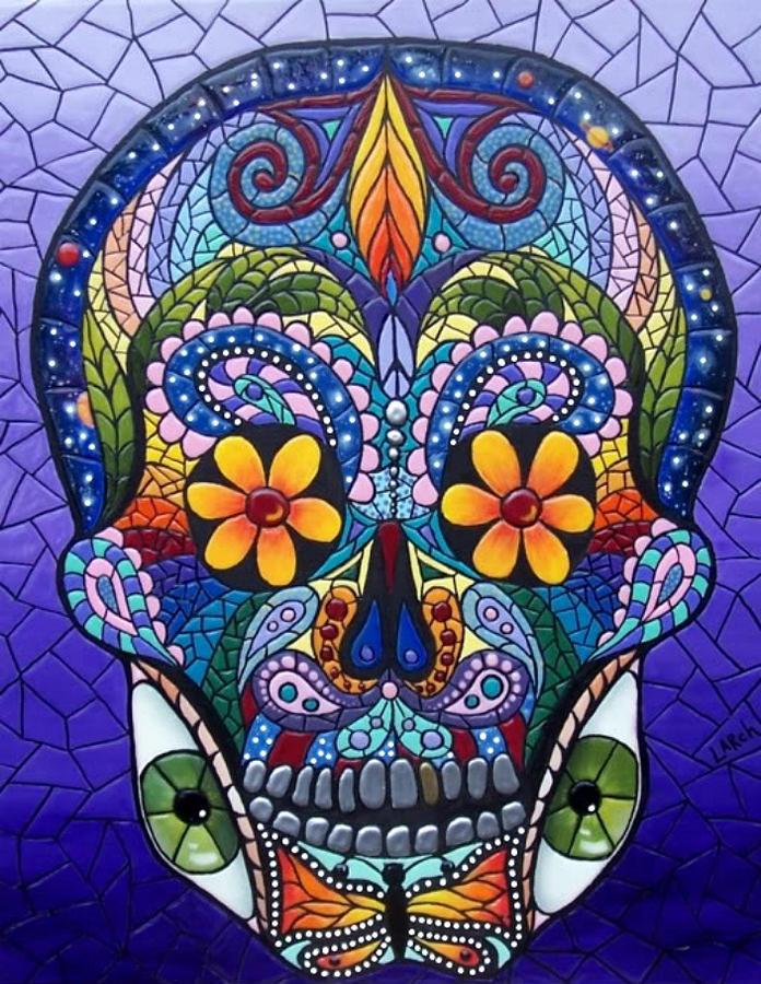 Skull Painting - Mosaic Sugar Skull by Kay Larch