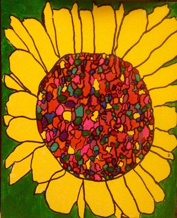 Sunflower Painting - Mosaic Sun by Zoe Gelinas