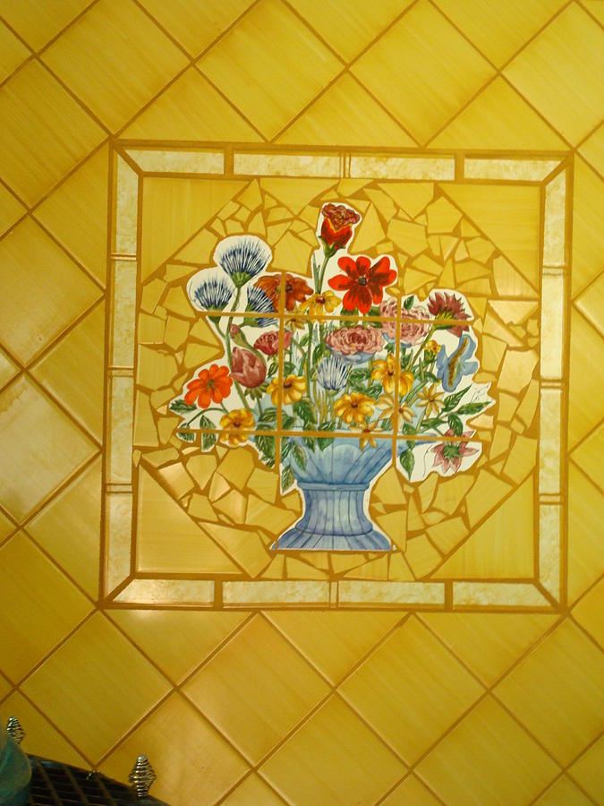 Mosaic Wall Ceramic Art - Mosaic tile wall by Robin Miklatek
