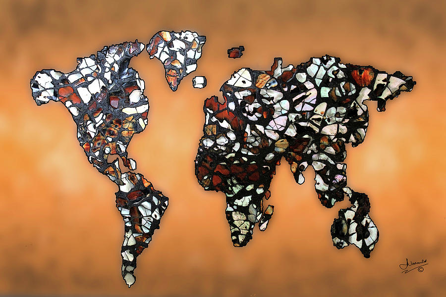 Mosaic World Map Lynne Nadauld 