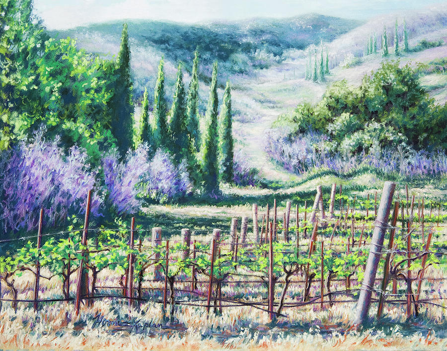 Mosbys Vines on Santa Rita Hills Pastel by Denise Horne-Kaplan