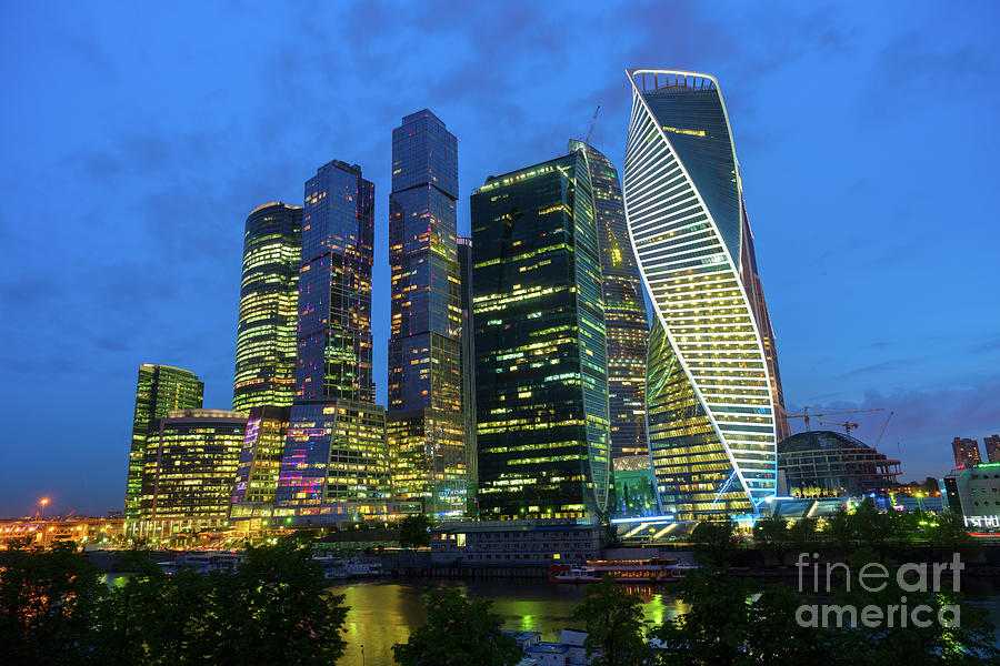 Moscow City At Night Photograph