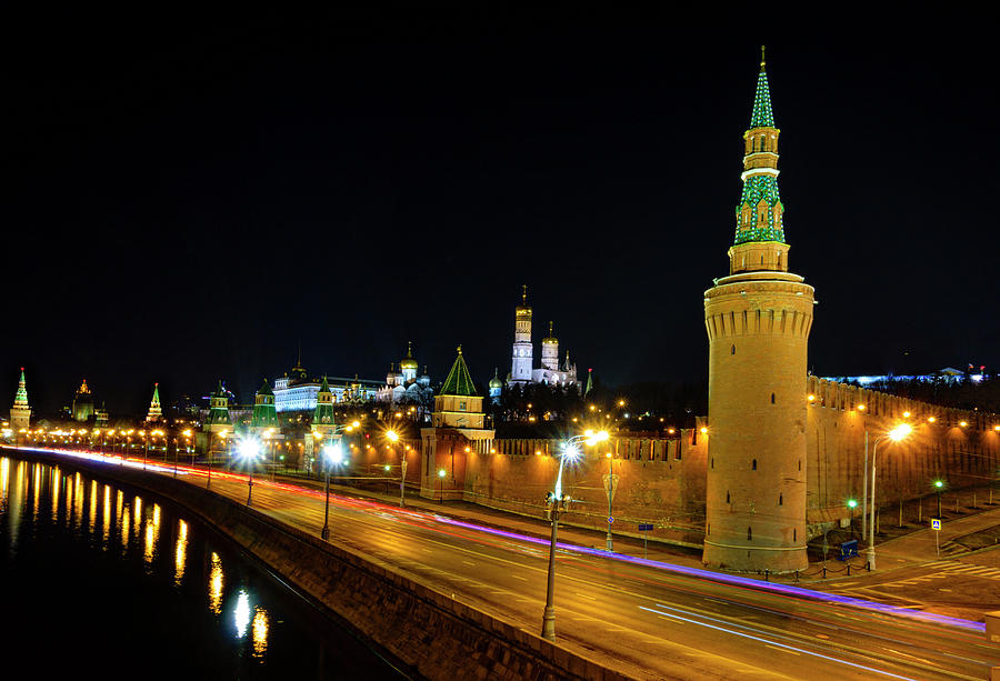 Moscow Kremlin at night Photograph by Alexey Stiop
