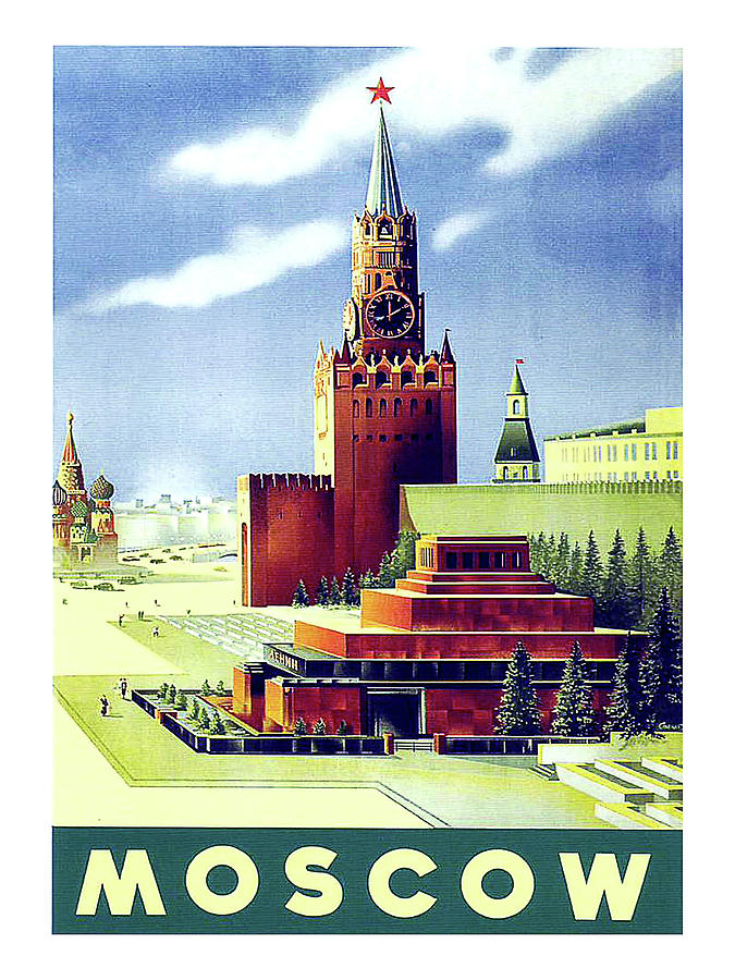 Moscow Painting - Moscow, Red Square, vintage travel poster by Long Shot