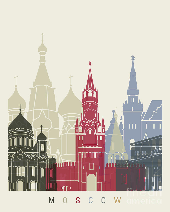 Moscow Painting - Moscow skyline poster by Pablo Romero