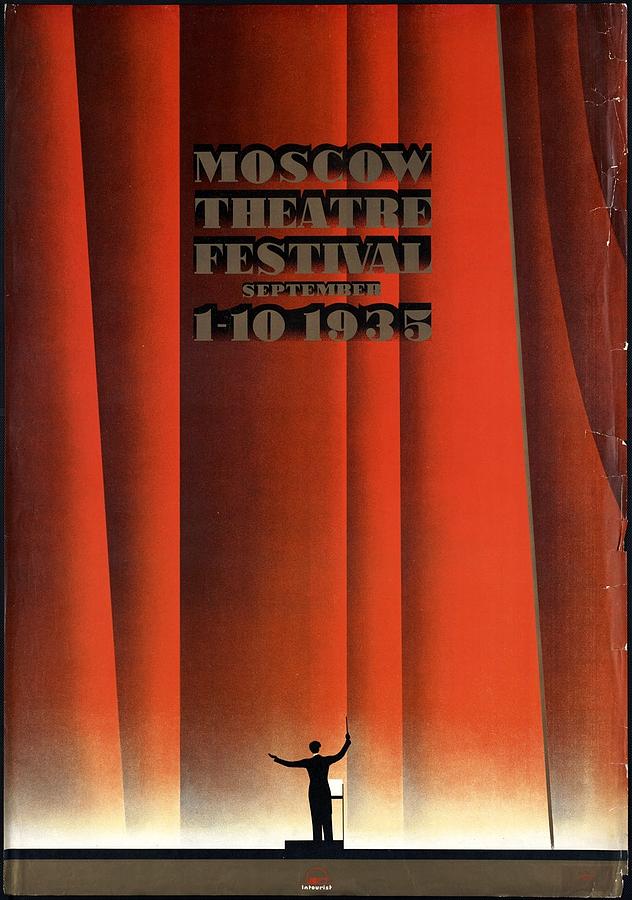 Moscow Photograph - Moscow Theatre Festival 1935 - Russia - Retro travel Poster - Vintage Poster by Studio Grafiikka