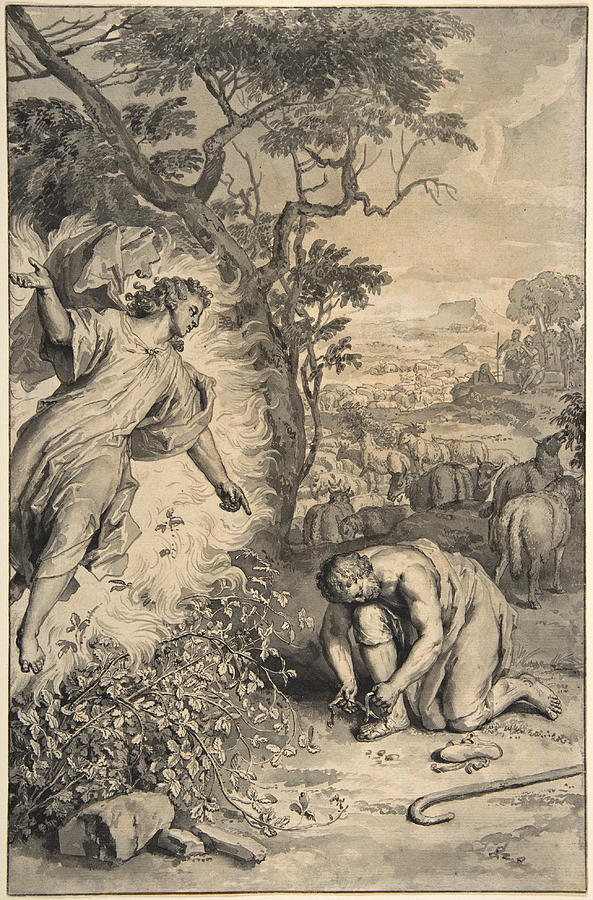 Beautiful Drawing - Moses and the Burning Bush by Gerard Hoet