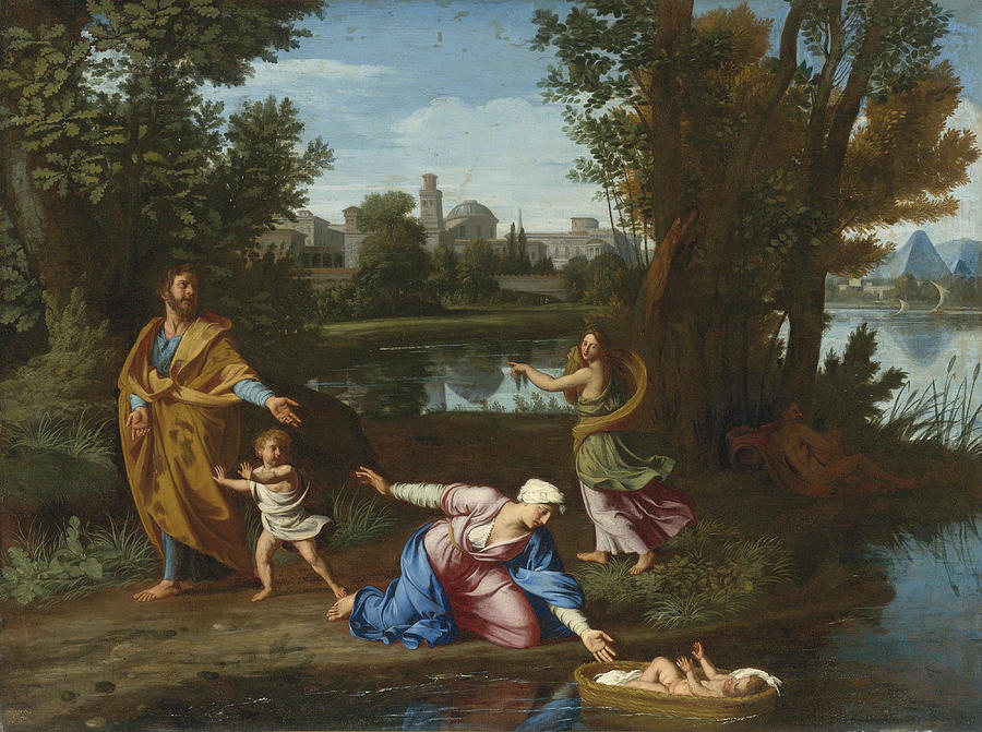 Moses Cast into the Nile Painting by Nicolas Colombel