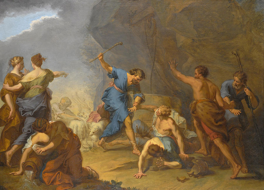 Moses defending the Daughters of Jethro Painting by Nicolas Bertin