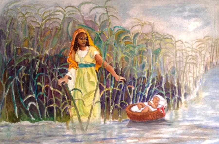 Moses On The River Painting by Delroy Russell