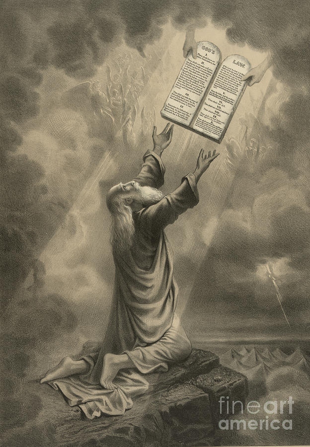 Moses Photograph - Moses Receiving The Ten Commandments by Science Source