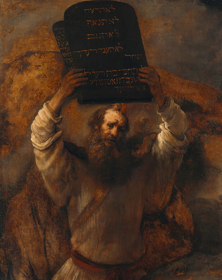 Moses with the Ten Commandments, from 1659 Painting by Rembrandt