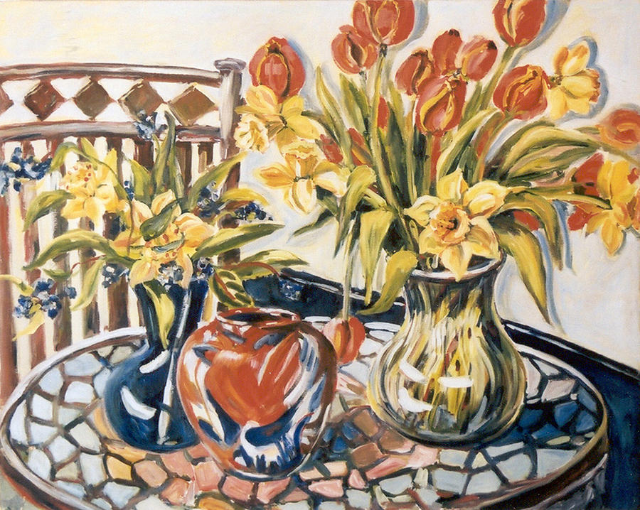 Mosiac Table Painting by Ingrid Dohm